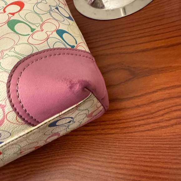 Coach Pink Multicolor Signature Tote with Cherry Charm Accent - Picture 4 of 13